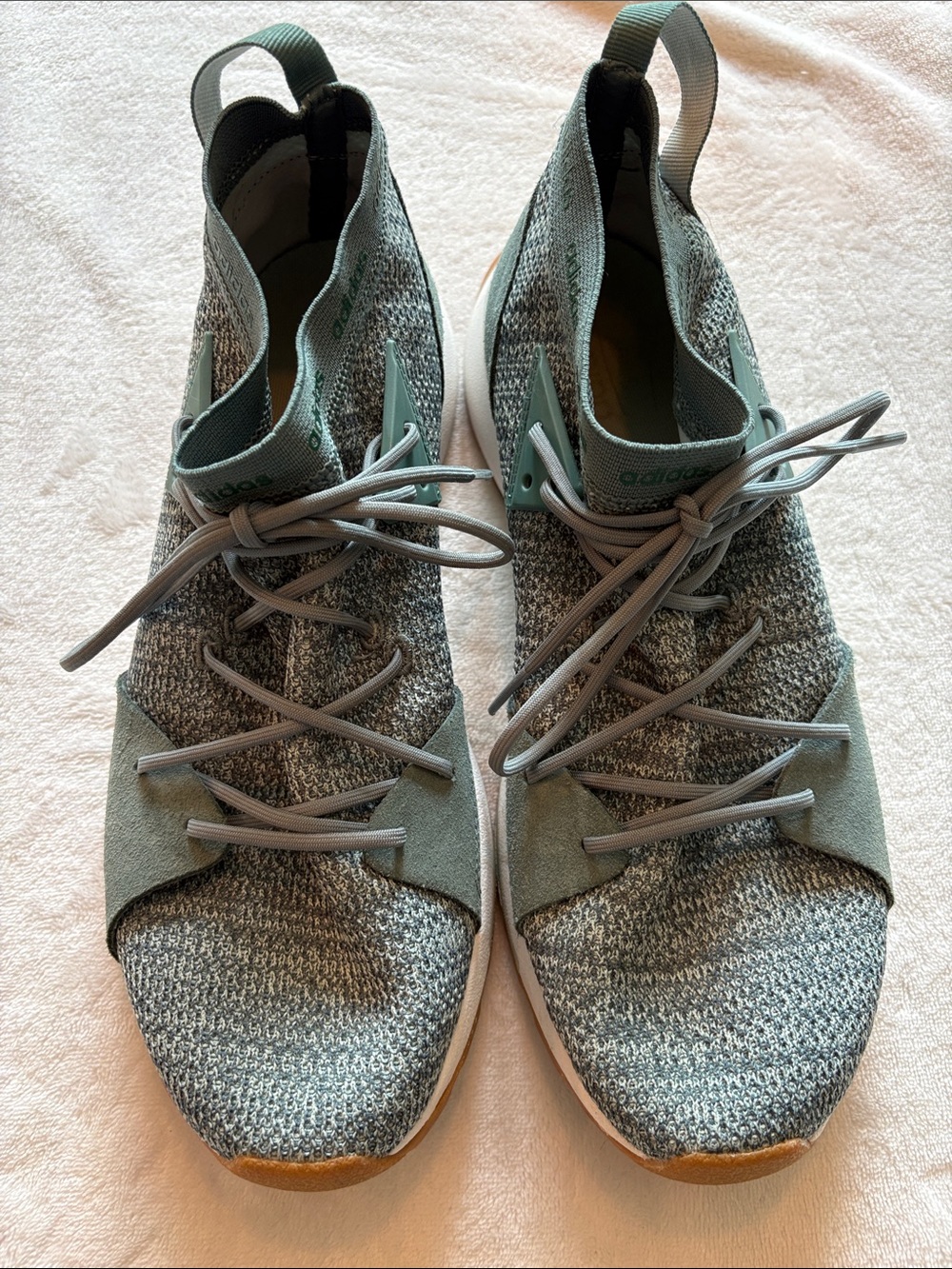 ADIDAS LIGHT GREEN KNIT SLIP-ON WOMEN’S SNEAKERS
